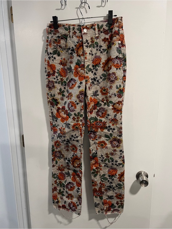Anthropologie Denim - TALL Pilcro Floral Print Beige Women’s Jeans - Casual Stretch Denim